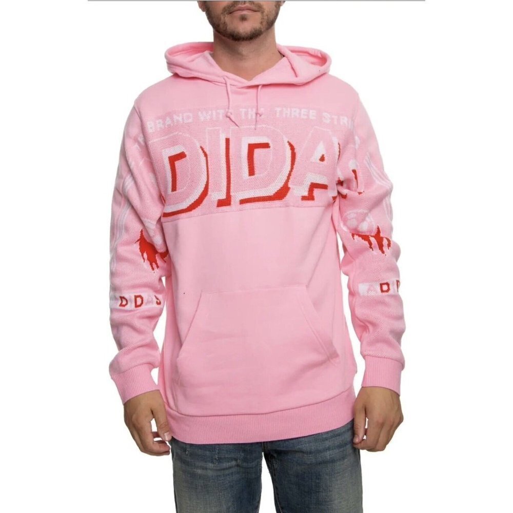 Adidas REAL SCARF Men Hoodie Size M Pink Soccer
